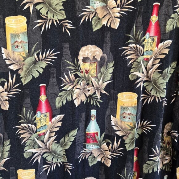 Campia Moda Mens Hawaiian Shirt Button-Down Beer & Skull Print Black XXL - Picture 3 of 10